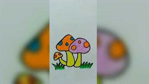鲜艳的小蘑菇育儿启蒙简笔画一朵蘑菇一把伞
