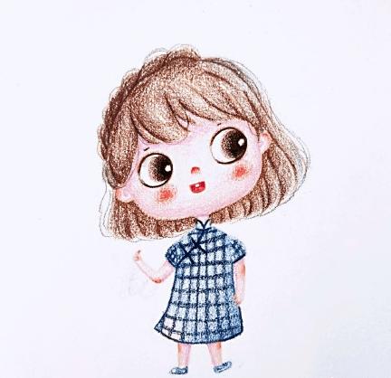 可爱的小女孩彩铅人物手绘图片小女孩简笔画大全可爱