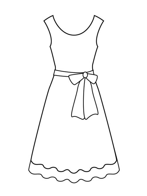 6种不同公主裙的儿童简笔画素材,初学者,简单实用