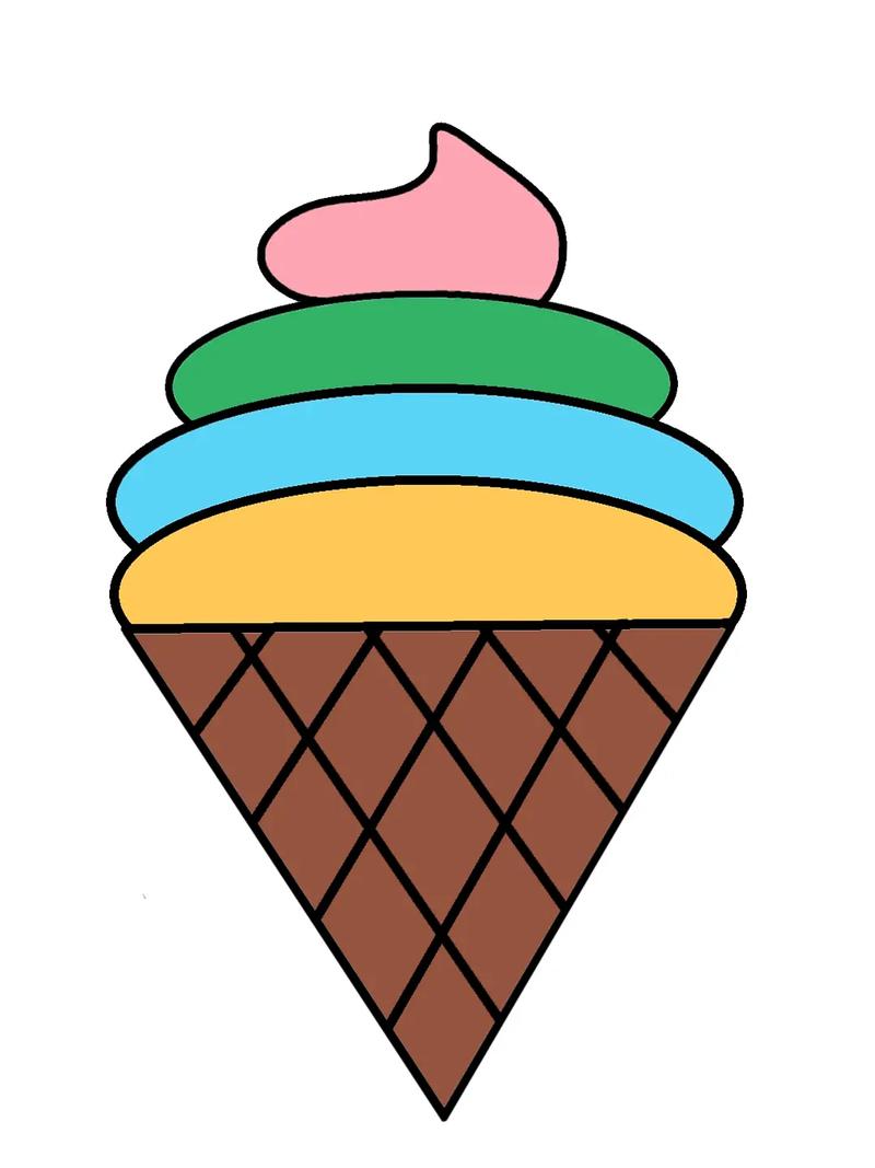 冰淇淋简笔画.吃一口冰淇淋,吃一口夏天的味道.可以打印涂色# - 抖音