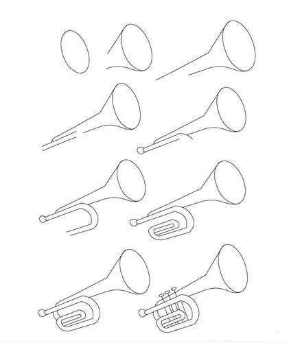 一步一步教你画小号-乐器简笔画画法