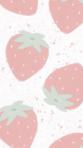 清新草莓少女心手绘插画,另类-手机壁纸