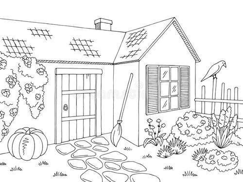图解屋外的院子简笔画带小院子的漂亮房子简笔画漂亮的乡村院子简笔画