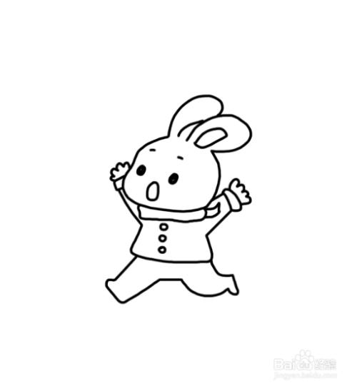 跑步兔子简笔画简单可爱