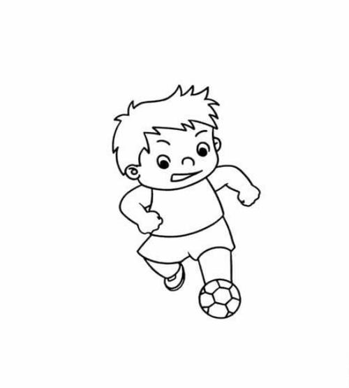 小林简笔画 :踢足球的小男孩简笔画