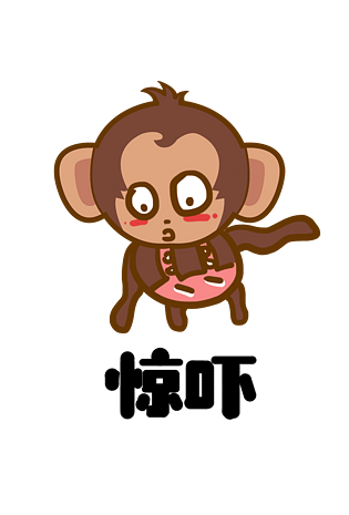 猴子大耳猴q版卡通角色动物形象聊天表情包惊吓