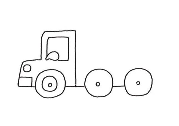 满载而归的大货车简笔画画法步骤-图3