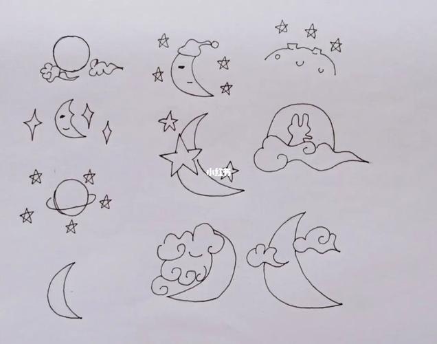 各种月亮画法中秋节绘画素材166