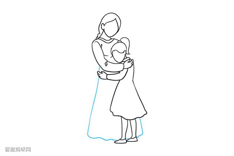 如何画母亲抱女儿