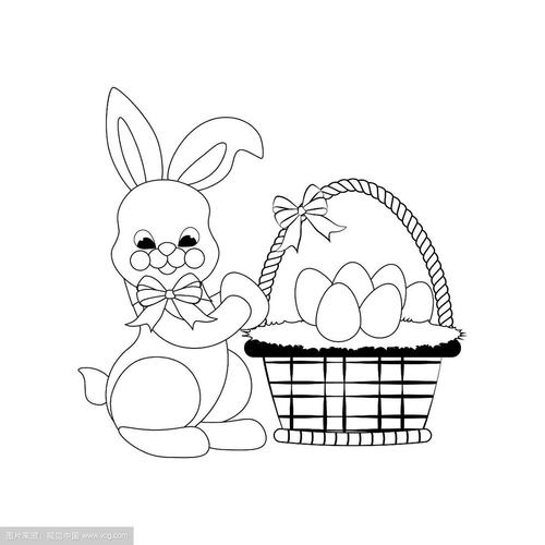 带篮子轮廓的复活节兔子