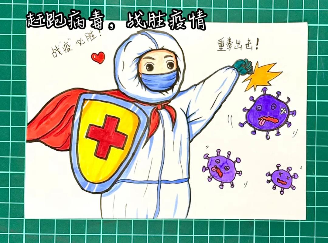 抗击疫情简笔画来了,这次的主题是:大白超人带你抗击病毒#抗击 - 抖音