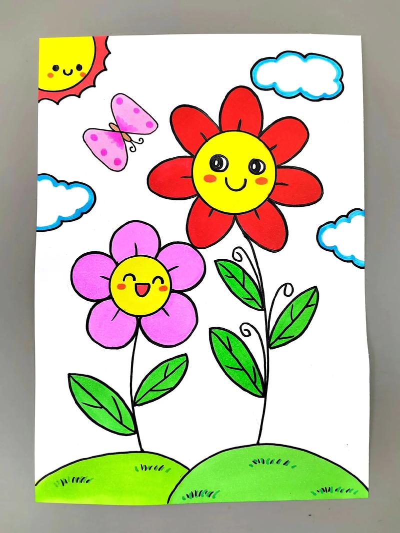 花朵简笔画!一起来画漂亮的小花朵吧,简单又可爱,快来试试吧# - 抖音