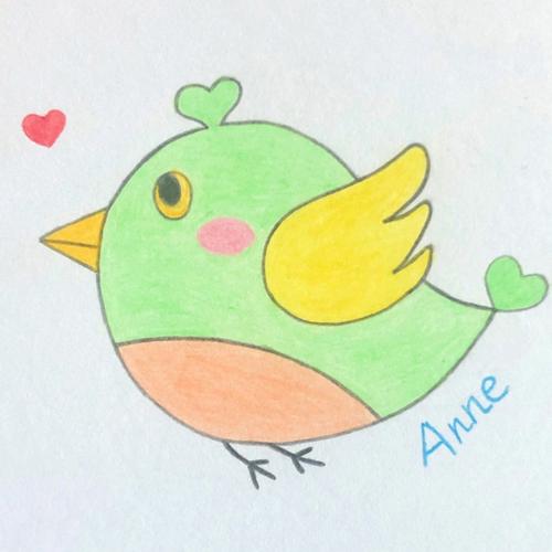 小鸟彩铅简笔画卡通可爱动物儿童画