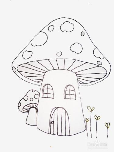 简笔画蘑菇屋图片