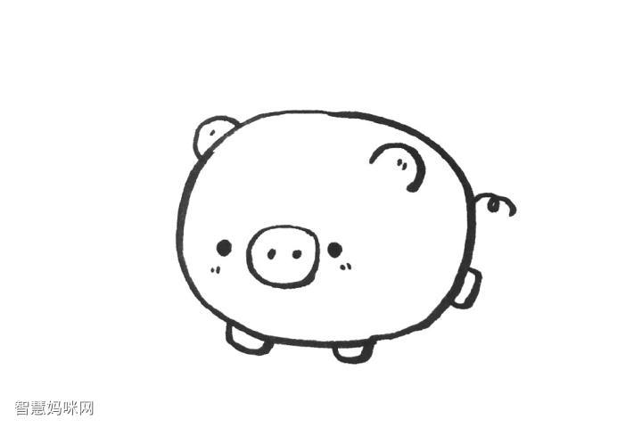 一组胖乎乎的小猪简笔画图片-图3