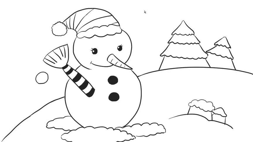 雪地里的雪人儿童亲子简笔画