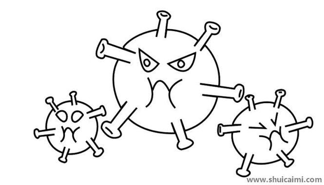 新型冠状病毒简笔画步骤教程病毒的简笔画卡通新型冠状病毒简笔画图片