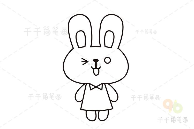 可爱的小白兔简笔画涂色