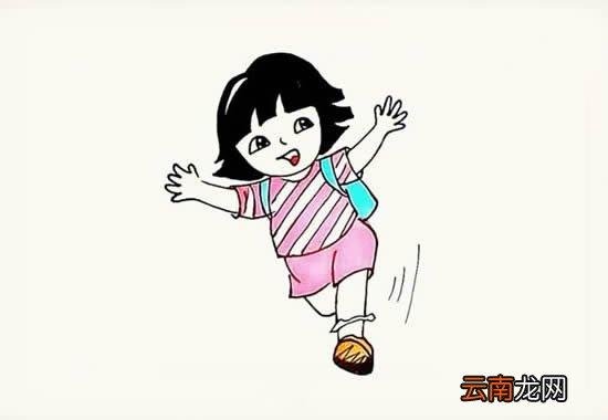 奔跑的小女孩卡通简笔画怎么画步骤教程