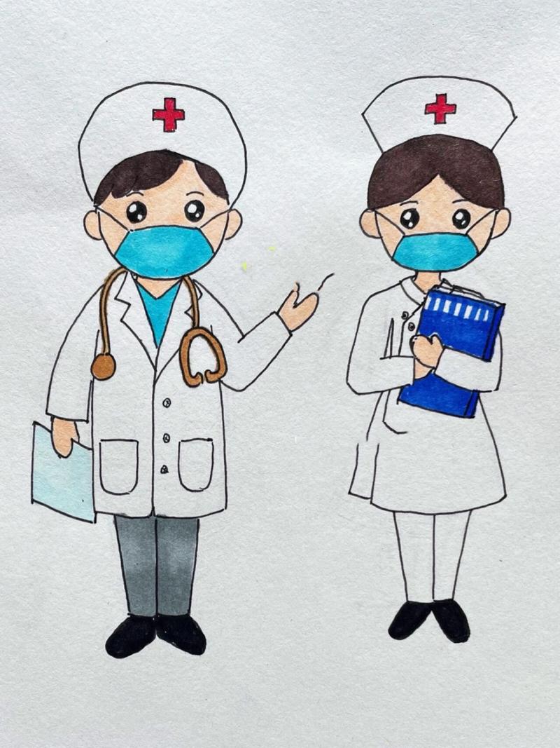 医生护士抗疫英雄简笔画 #医生