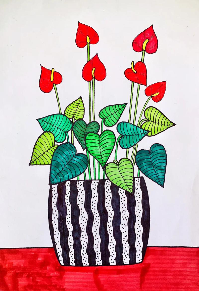 红掌植物儿童简笔画