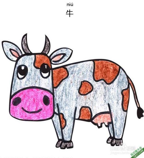 怎样教孩子们一步步画一个 卡通 牛cow