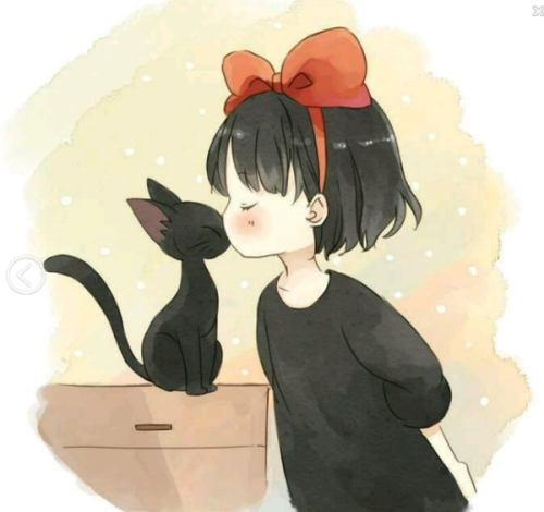 求女孩抱着猫咪的卡通头像一张