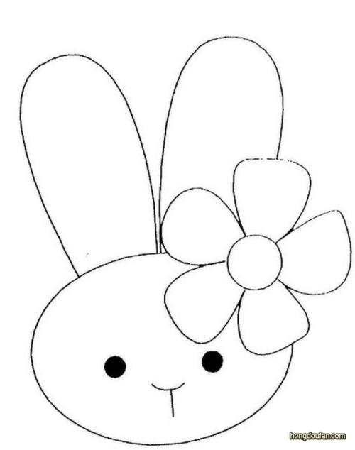 头戴花朵的小兔子简笔画大全