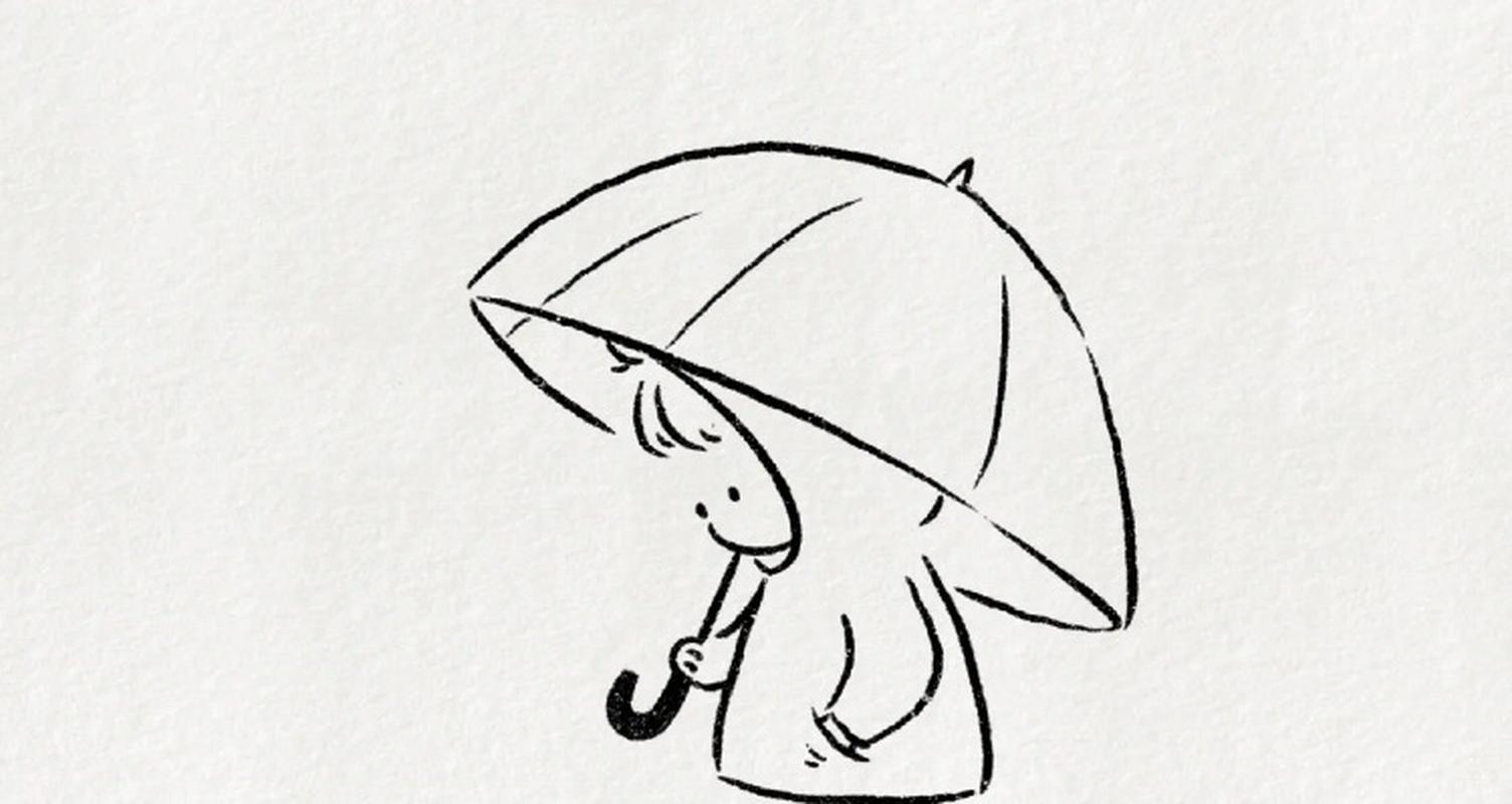 雨中的女孩简笔画