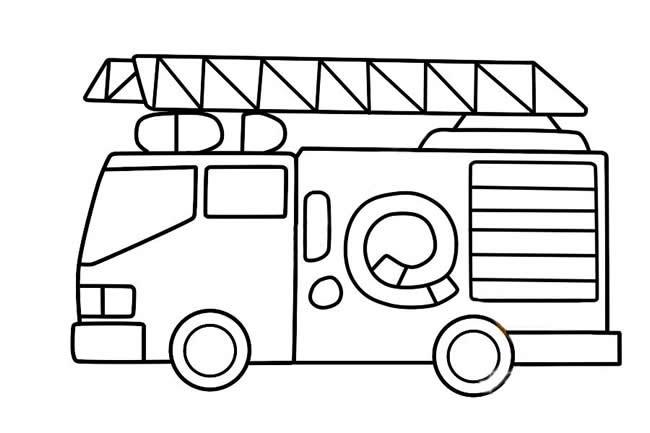 消防车简笔画儿童消防车简笔画画法步骤图解教程