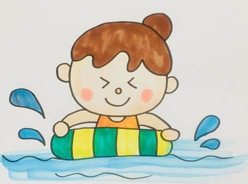 游泳简笔画儿童画 游泳简笔画儿童画玩水的简笔画