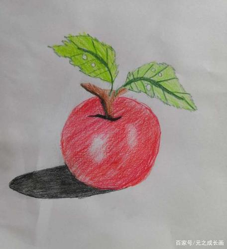 爱吃水果身体好,令人馋涎欲滴的大红苹果,彩铅简笔画!