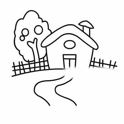 小学生画的房子和草的图片简笔画