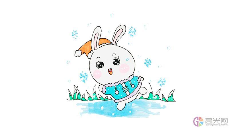 下雪天的小兔子怎么画