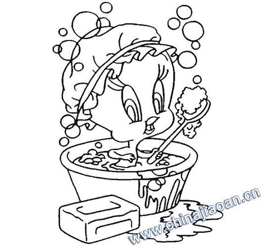 卡通小鸭子洗澡的简笔画1幼儿园简笔画