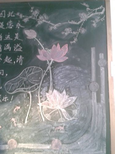 黑板报粉笔画图片花朵-黑板报花朵粉笔画梅花
