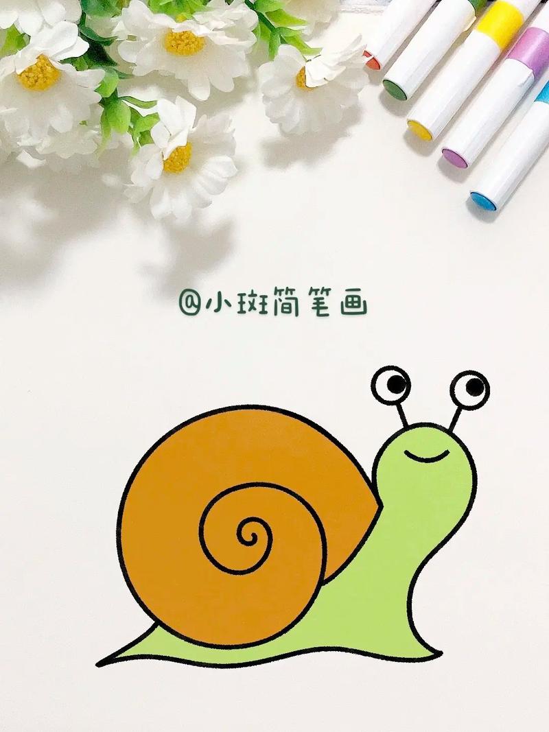 用漩涡画蜗牛,这个画法一学就会#儿童简笔画 #一 - 抖音