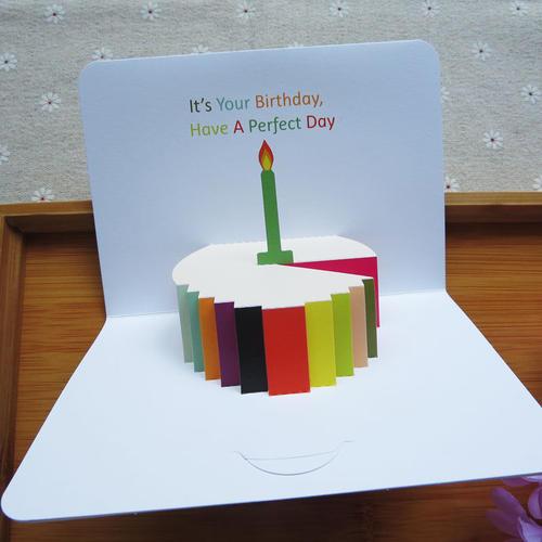 简约童趣折叠三维立体创意小卡片1607日韩幼儿园卡通蛋糕生日贺卡