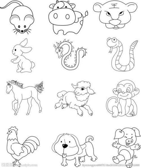 十二生肖简笔画可爱小动物