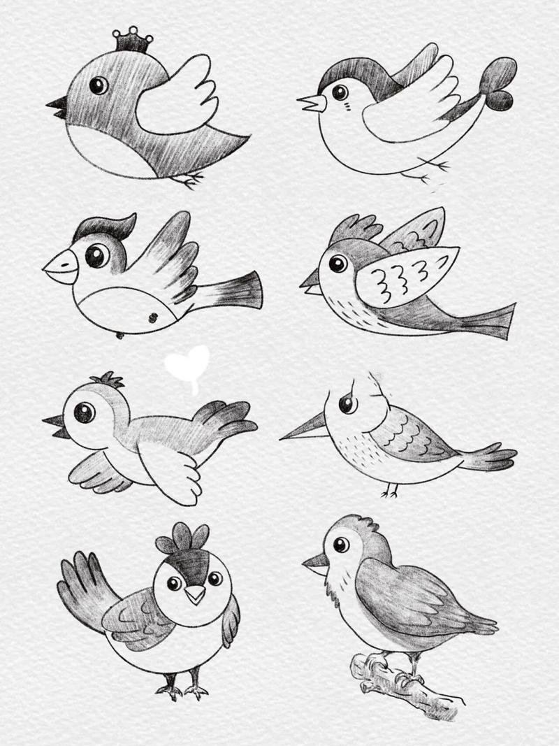 可爱的小鸟 飞翔的鸟儿 简笔画 线描画 可爱的小鸟 爱唱歌的鸟儿 自由