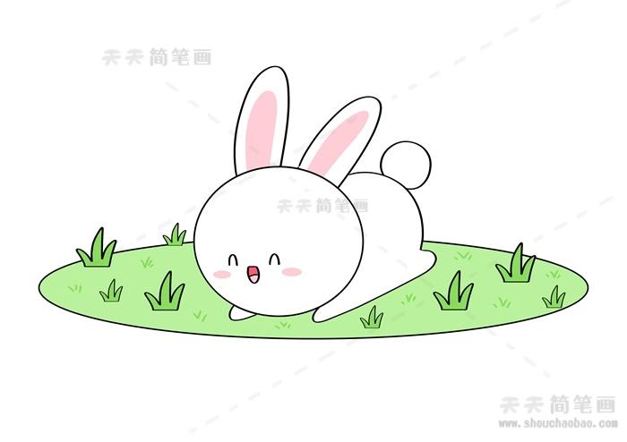 趴在草地上的小兔子简笔画教程,怎么画趴着的小兔子简笔画