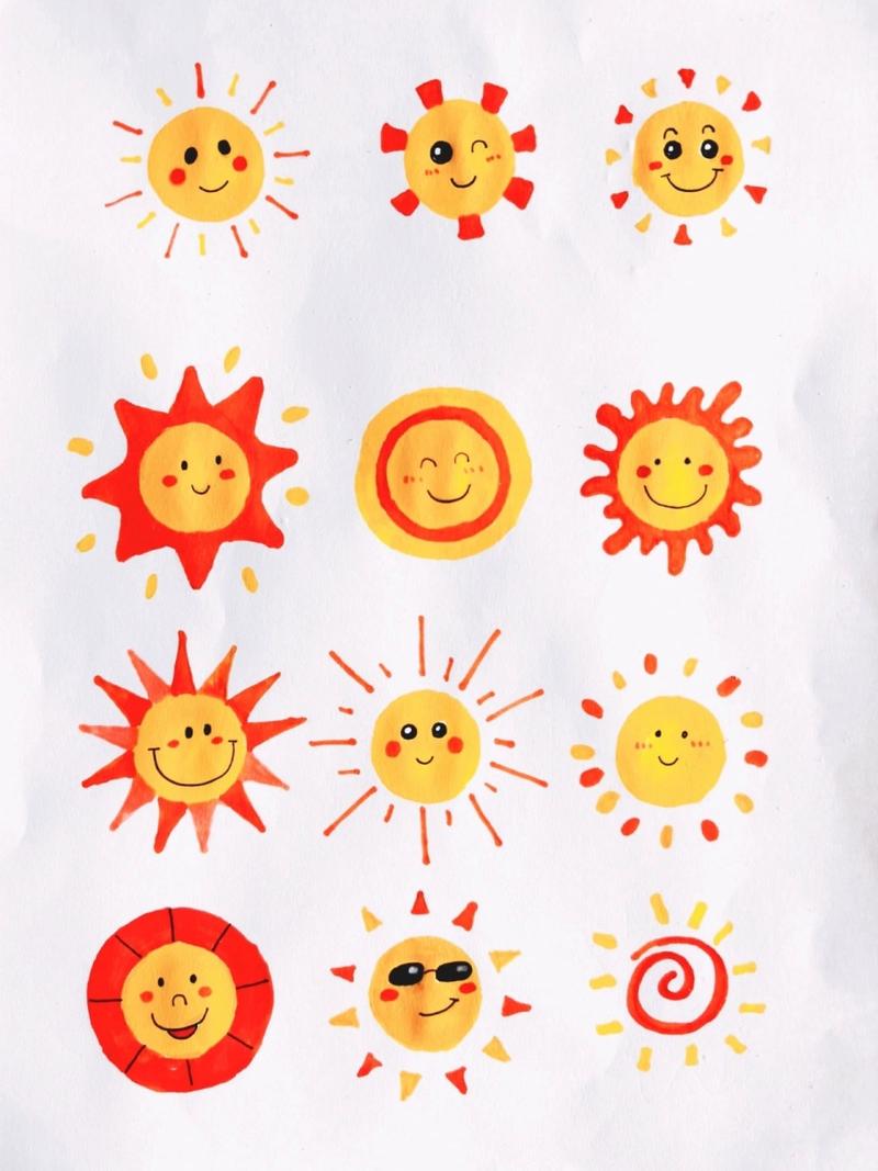 夏天太阳简笔画带颜色