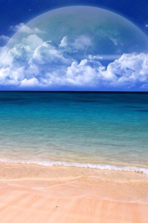 美丽海滩蓝天碧水沙滩唯美风景自然景观唯美壁纸