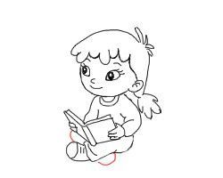 简笔画一个小女孩在看书的样子