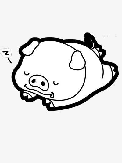 躺着的猪的简笔画