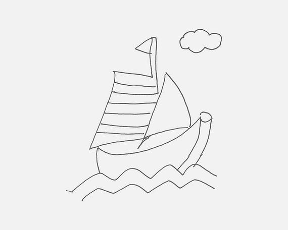 大海里的帆船简笔画画法图片步骤99巧艺网