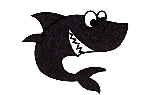 鱼的简笔画鲨鱼黑色