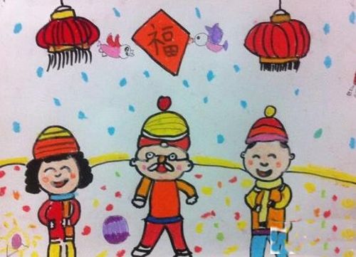 快乐过春节儿童简笔画