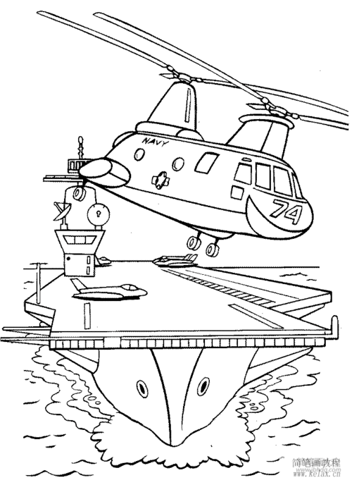军用直升机图片简笔画