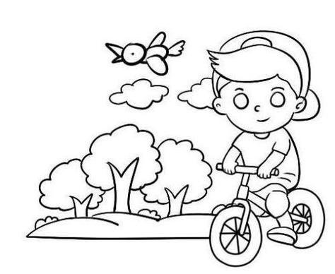 人物动作简笔画骑自行车简笔画6张小男孩骑车简笔画一个人骑着自行车
